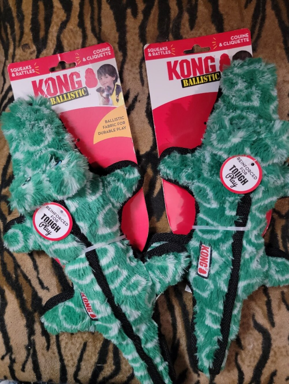 Kong Dog Alligator 2 Toys Pack Ballistic Rattles squeaks Sz Med Large Ea.